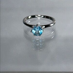 NWOT Chuck Clemency Sterling Silver Genuine Blue Topaz Contemporary Pinky Ring